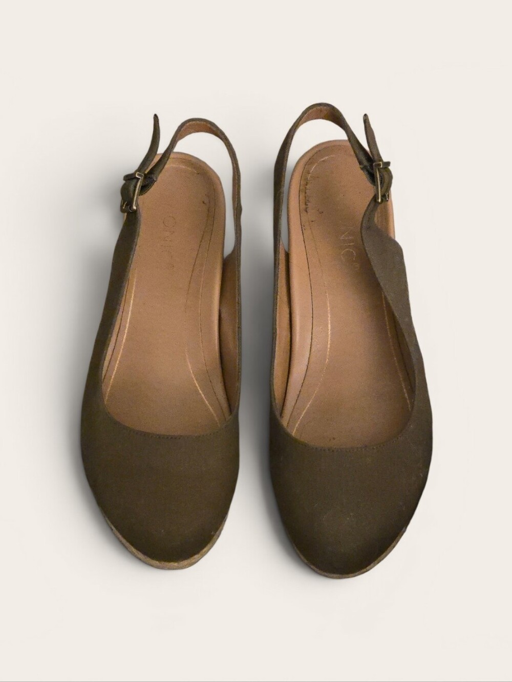 Vionic Green Slingback Espadrille Wedges